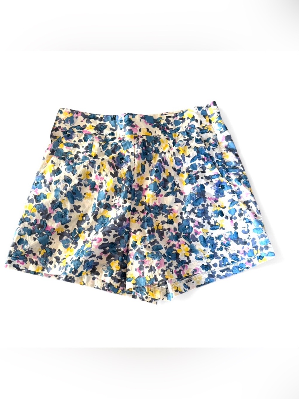 TCEC Watercolor Print Women’s Shorts — Blue, Yellow & Pink